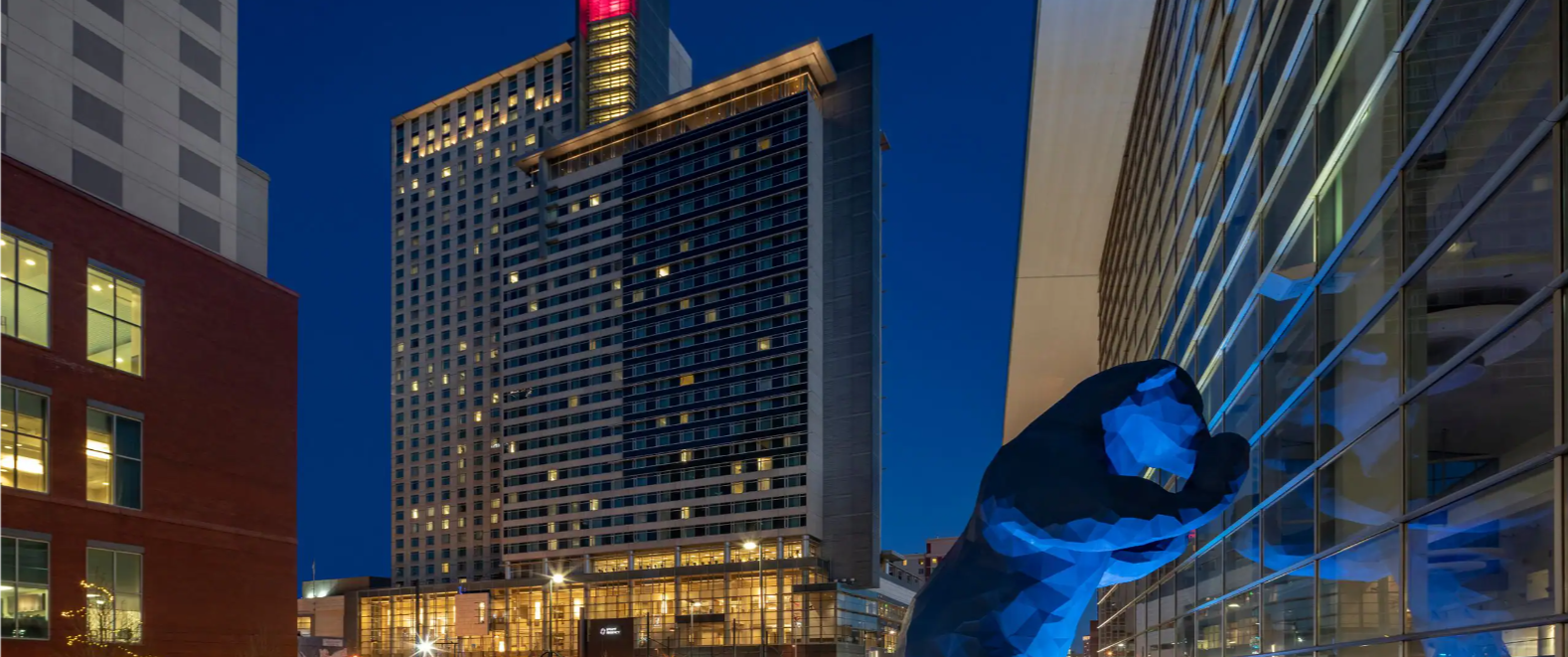 An external image outside of the Hyatt Hotel in Denver Colorado
